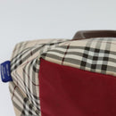 BURBERRY Nova Check Blue Label Tote Bag Nylon Beige Silver Auth kk461-15