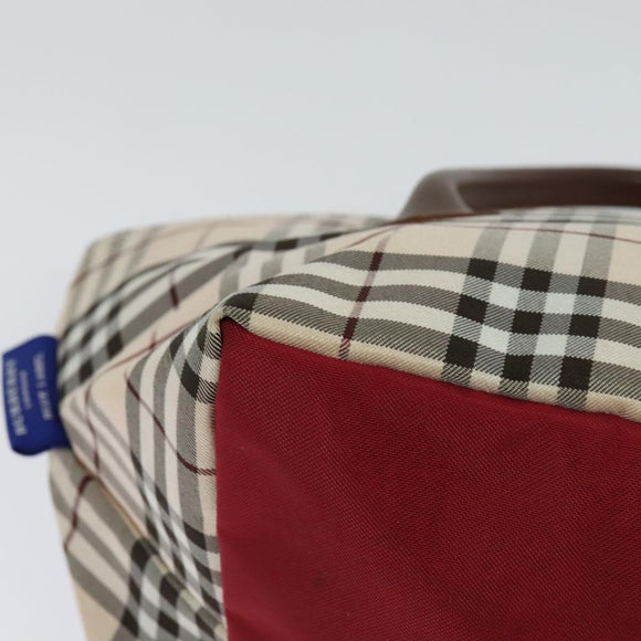 BURBERRY Nova Check Blue Label Tote Bag Nylon Beige Silver Auth kk461