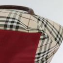 BURBERRY Nova Check Blue Label Tote Bag Nylon Beige Silver Auth kk461-16