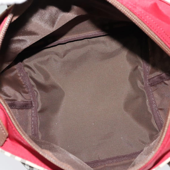 BURBERRY Nova Check Blue Label Tote Bag Nylon Beige Silver Auth kk461