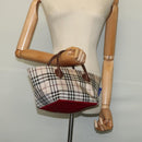 BURBERRY Nova Check Blue Label Tote Bag Nylon Beige Silver Auth kk461-18