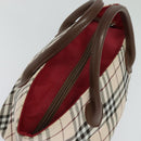 BURBERRY Nova Check Blue Label Tote Bag Nylon Beige Silver Auth kk461-6