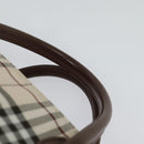 BURBERRY Nova Check Blue Label Tote Bag Nylon Beige Silver Auth kk461-8