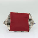 BURBERRY Nova Check Blue Label Tote Bag Nylon Beige Silver Auth kk461-5