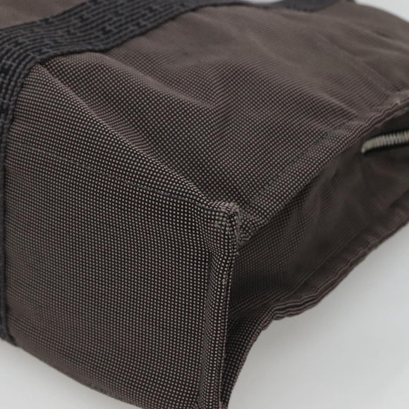 HERMES Her Line MM Hand Bag Canvas Gray Auth kk463