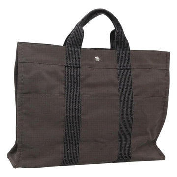 HERMES Her Line MM Hand Bag Canvas Gray Auth kk463