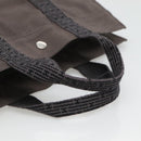 HERMES Her Line MM Hand Bag Canvas Gray Auth kk463-7