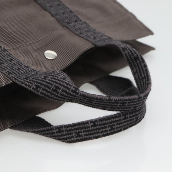 HERMES Her Line MM Hand Bag Canvas Gray Auth kk463