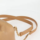 CHANEL Backpack Calf Skin Beige Gold CC Auth kk466V-15