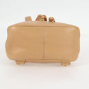 CHANEL Backpack Calf Skin Beige Gold CC Auth kk466V-6