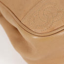 CHANEL Backpack Calf Skin Beige Gold CC Auth kk466V-16