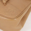 CHANEL Backpack Calf Skin Beige Gold CC Auth kk466V-17