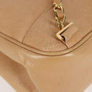 CHANEL Backpack Calf Skin Beige Gold CC Auth kk466V-18