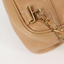 CHANEL Backpack Calf Skin Beige Gold CC Auth kk466V-19