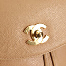CHANEL Backpack Calf Skin Beige Gold CC Auth kk466V-21
