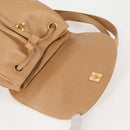 CHANEL Backpack Calf Skin Beige Gold CC Auth kk466V-22