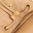 CHANEL Backpack Calf Skin Beige Gold CC Auth kk466V-24