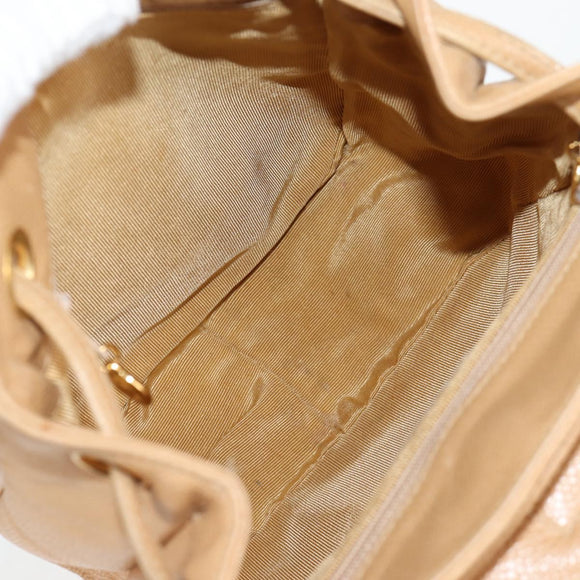 CHANEL Backpack Calf Skin Beige Gold CC Auth kk466V