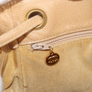 CHANEL Backpack Calf Skin Beige Gold CC Auth kk466V-29