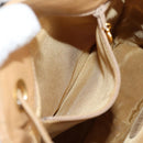 CHANEL Backpack Calf Skin Beige Gold CC Auth kk466V-30