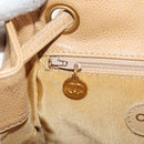 CHANEL Backpack Calf Skin Beige Gold CC Auth kk466V-31