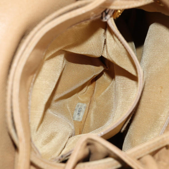 CHANEL Backpack Calf Skin Beige Gold CC Auth kk466V