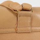CHANEL Backpack Calf Skin Beige Gold CC Auth kk466V-3