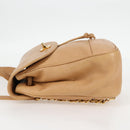 CHANEL Backpack Calf Skin Beige Gold CC Auth kk466V-4