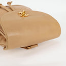 CHANEL Backpack Calf Skin Beige Gold CC Auth kk466V-7