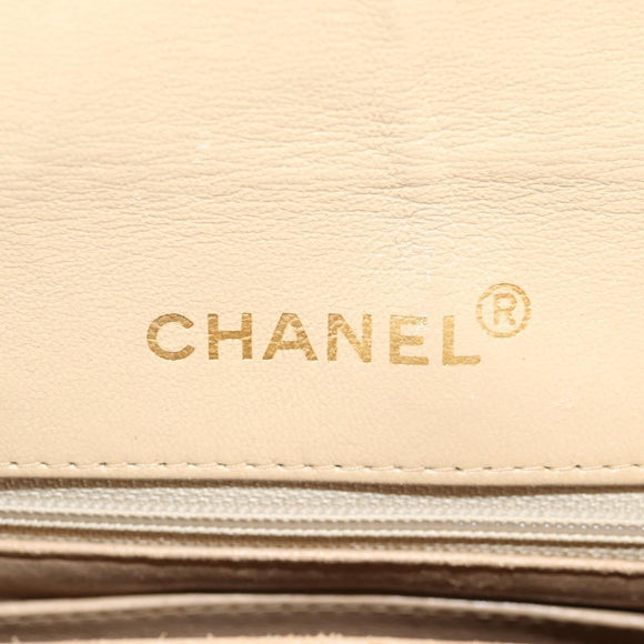 CHANEL Matelasse Chain Shoulder Bag Lamb Skin Beige Gold CC Auth kk467V
