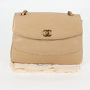 CHANEL Matelasse Chain Shoulder Bag Lamb Skin Beige Gold CC Auth kk467V-12