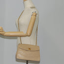 CHANEL Matelasse Chain Shoulder Bag Lamb Skin Beige Gold CC Auth kk467V-28
