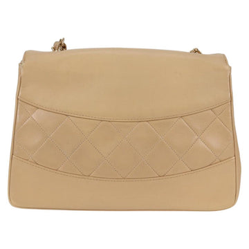 CHANEL Matelasse Chain Shoulder Bag Lamb Skin Beige Gold CC Auth kk467A - 0