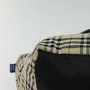 BURBERRY Nova Check Blue Label Tote Bag Nylon Beige Silver Auth kk468-15
