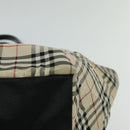 BURBERRY Nova Check Blue Label Tote Bag Nylon Beige Silver Auth kk468-16