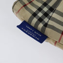 BURBERRY Nova Check Blue Label Tote Bag Nylon Beige Silver Auth kk468-10