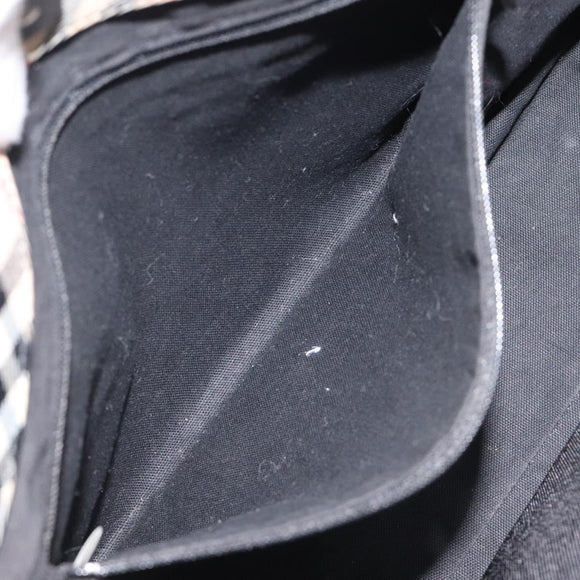 BURBERRY Nova Check Blue Label Hand Bag Nylon Beige Silver Auth kk474