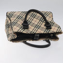 BURBERRY Nova Check Blue Label Hand Bag Nylon Beige Silver Auth kk474-6