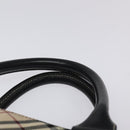 BURBERRY Nova Check Blue Label Hand Bag Nylon Beige Silver Auth kk474-8