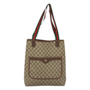 GUCCI GG Supreme Web Sherry Line Tote Bag PVC Leather Beige 89 02 003 Auth kk476-13
