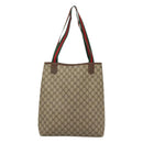 GUCCI GG Supreme Web Sherry Line Tote Bag PVC Leather Beige 89 02 003 Auth kk476-2