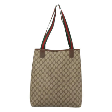 GUCCI GG Supreme Web Sherry Line Tote Bag PVC Leather Beige 89 02 003 Auth kk476 - 0