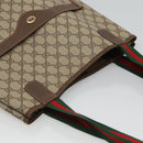GUCCI GG Supreme Web Sherry Line Tote Bag PVC Leather Beige 89 02 003 Auth kk476-6