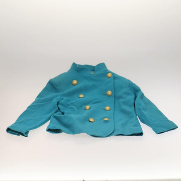 SAINT LAURENT Jacket Skirt Setup Cotton Blue Auth kk477 - 0