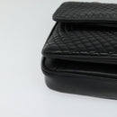 BALLY Quilted Chain Shoulder Bag Leather Black Gold Auth kk478-9