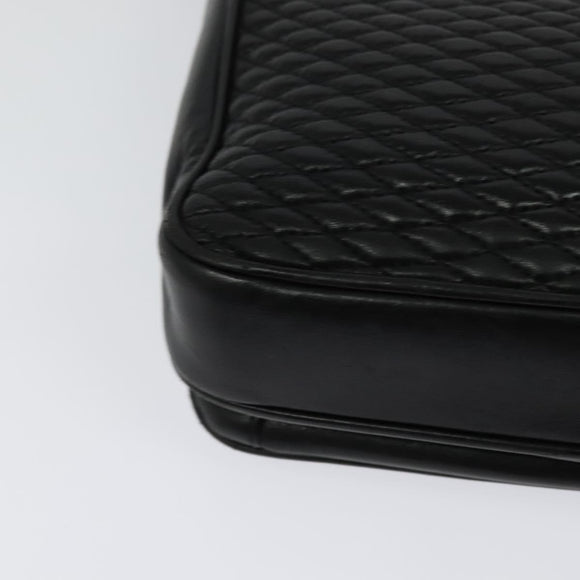 BALLY Quilted Chain Shoulder Bag Leather Black Gold Auth kk478