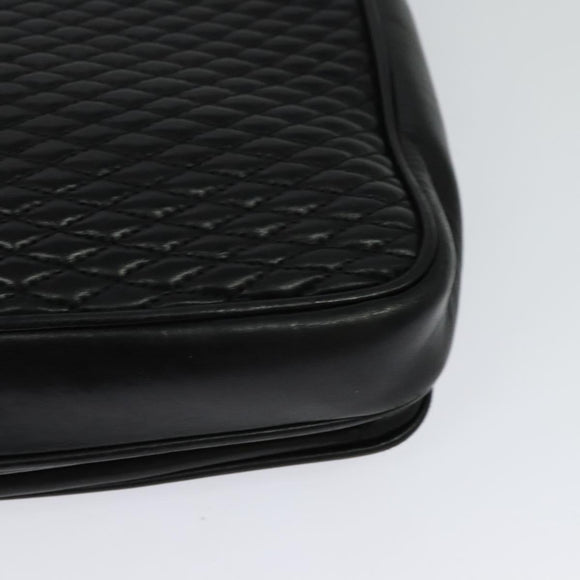 BALLY Quilted Chain Shoulder Bag Leather Black Gold Auth kk478