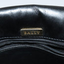 BALLY Quilted Chain Shoulder Bag Leather Black Gold Auth kk478-17