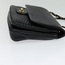 BALLY Quilted Chain Shoulder Bag Leather Black Gold Auth kk478-4