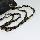 BALLY Quilted Chain Shoulder Bag Leather Black Gold Auth kk478-7